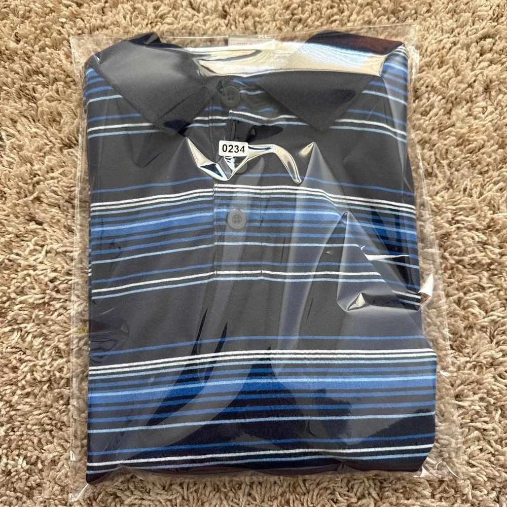 Nike Mens XL Blue Striped Short Sleeve Polo Shirt Y2K 218317-451